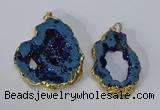 NGP3144 25*35mm - 40*50mm freeform plated druzy agate pendants