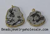 NGP3145 25*35mm - 40*50mm freeform plated druzy agate pendants