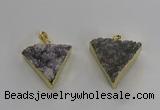 NGP3220 25*30mm - 30*35mm triangle druzy agate pendants