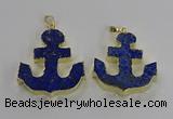 NGP3222 38*42mm - 40*45mm anchor lapis lazuli gemstone pendants