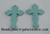 NGP3224 50*75mm cross turquoise gemstone pendants wholeasle