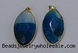 NGP3288 33*55mm faceted marquise agate gemstone pendants wholesale