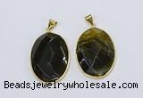 NGP3293 33*45mm faceted oval agate gemstone pendants wholesale