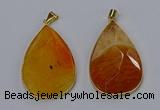 NGP3294 37*57mm faceted flat teardrop agate gemstone pendants