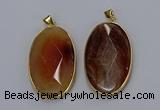 NGP3298 34*57mm faceted oval agate gemstone pendants wholesale