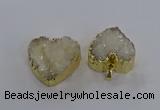 NGP3331 30*30mm - 35*35mm heart druzy agate gemstone pendants