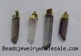 NGP3405 10*45mm - 12*55mm sticks plated quartz pendants wholesale