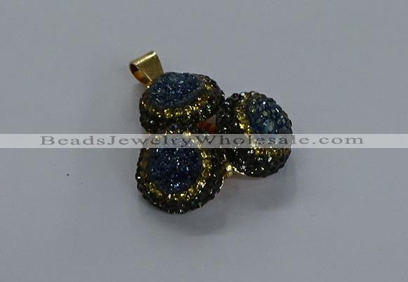 NGP3418 14mm - 16mm coin druzy agate gemstone pendants