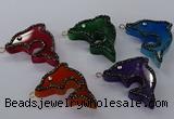 NGP3429 25*40mm - 30*45mm dolphin agate gemstone pendants