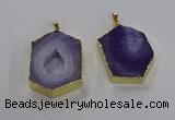 NGP3495 25*40mm - 30*45mm hexagon druzy agate pendants