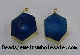 NGP3497 25*40mm - 30*45mm hexagon druzy agate pendants