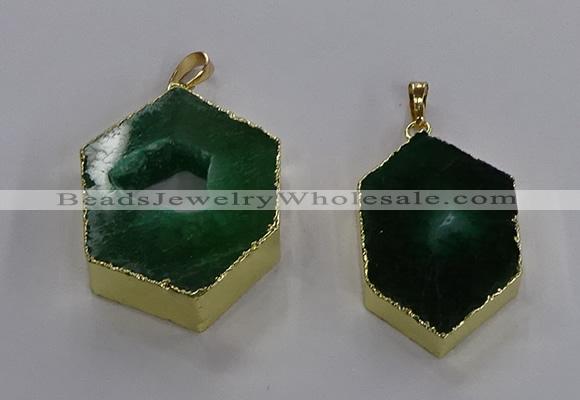 NGP3498 25*40mm - 30*45mm hexagon druzy agate pendants