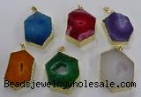 NGP3501 25*40mm - 30*45mm hexagon druzy agate pendants