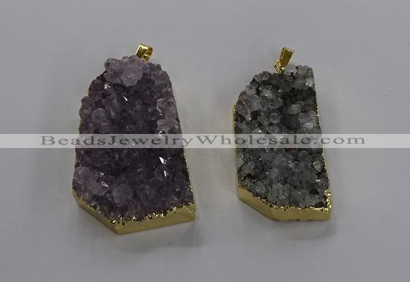 NGP3506 22*40mm - 30*45mm freeform druzy amethyst pendants