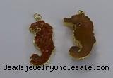 NGP3531 22*58mm - 25*55mm seahorse agate gemstone pendants