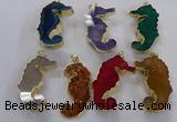 NGP3538 22*58mm - 25*55mm seahorse agate gemstone pendants