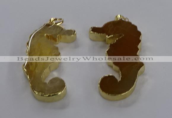 NGP3541 22*58mm - 25*55mm seahorse agate pendants wholesale