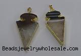 NGP3570 25*50mm - 30*55mm arrowhead druzy agate pendants