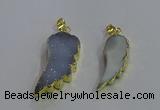 NGP3603 15*30mm - 18*40mm wing-shaped druzy agate pendants