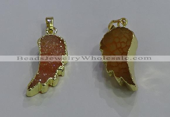 NGP3604 15*30mm - 18*40mm wing-shaped druzy agate pendants