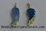 NGP3607 15*30mm - 18*40mm wing-shaped druzy agate pendants