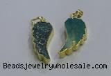 NGP3608 15*30mm - 18*40mm wing-shaped druzy agate pendants