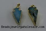 NGP3626 15*30mm - 20*40mm arrowhead druzy agate pendants