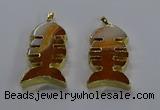 NGP3643 25*50mm - 28*55mm fishbone agate gemstone pendants