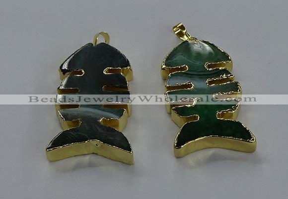 NGP3647 25*50mm - 28*55mm fishbone agate gemstone pendants