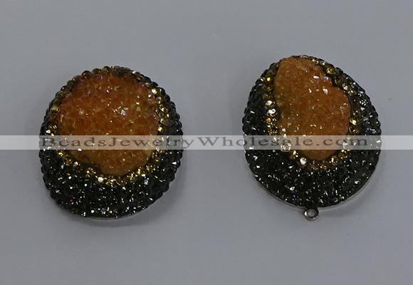 NGP3674 35*45mm oval plated druzy agate pendants wholesale