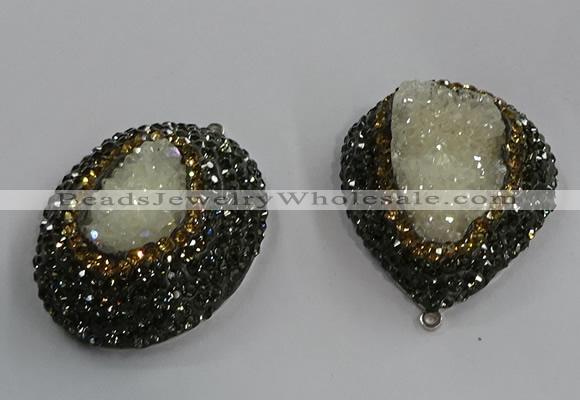 NGP3684 35*45mm freeform plated druzy agate pendants wholesale