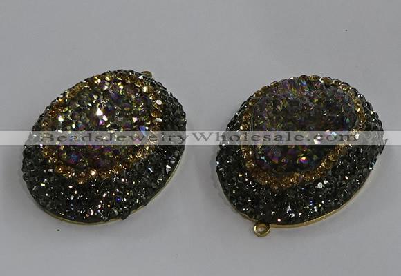 NGP3690 35*45mm oval plated druzy agate gemstone pendants