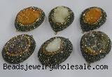 NGP3694 35*45mm freeform plated druzy agate gemstone pendants