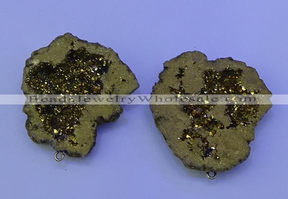 NGP3718 28*35mm - 40*45mm freeform plated druzy agate pendants