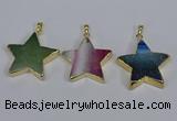 NGP3742 35*35mm star agate gemstone pendants wholesale