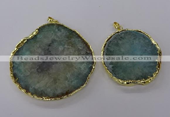 NGP3776 45*50mm - 55*60mm freeform druzy agate pendants