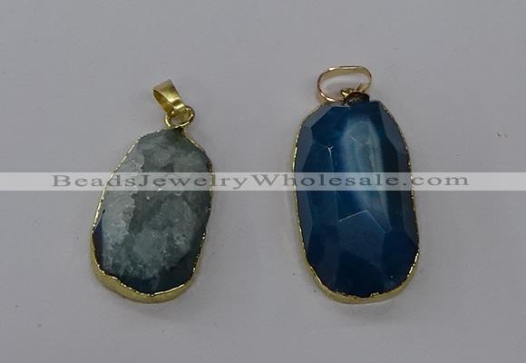 NGP3785 15*30mm - 18*35mm freeform druzy agate pendants