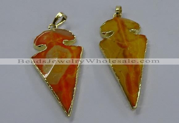 NGP3802 25*50mm - 28*55mm arrowhead agate gemstone pendants