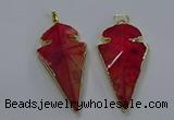 NGP3803 25*50mm - 28*55mm arrowhead agate gemstone pendants