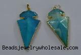 NGP3804 25*50mm - 28*55mm arrowhead agate gemstone pendants