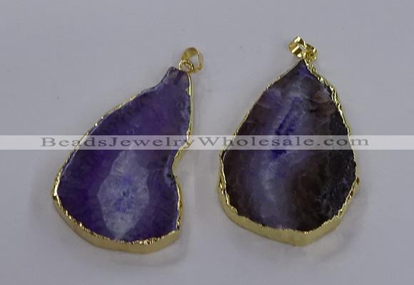 NGP3843 25*65mm - 35*70mm freeform agate gemstone pendants