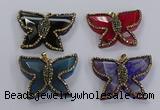 NGP3858 35*45mm carved butterfly agate gemstone pendants