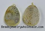 NGP3918 40*55mm freeform fossil coral pendants wholesale