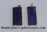 NGP3954 20*50mm - 25*45mm rectangle druzy agate gemstone pendants