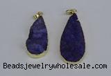 NGP3974 20*40mm - 25*50mm flat teardrop druzy agate pendants