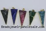 NGP3990 20*48mm - 25*50mm triangle druzy agate pendants wholesale