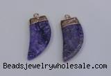 NGP4002 15*30mm - 16*35mm horn druzy quartz gemstone pendants