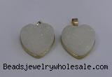 NGP4021 20*20mm heart druzy quartz gemstone pendants