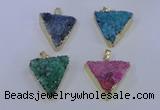 NGP4055 25*30mm – 30*35mm triangle druzy quartz pendants