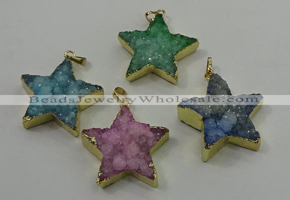 NGP4098 30*32mm - 32*35mm star druzy quartz pendants wholesale